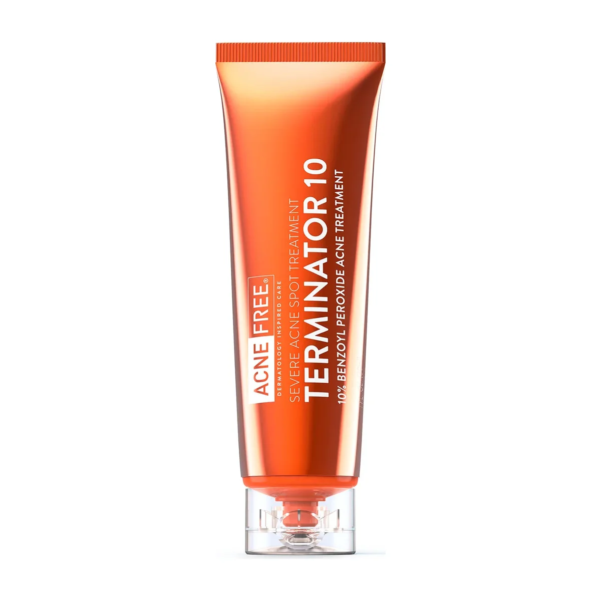 Tube of AcneFree Terminator 10 benzoyl peroxide spot treatment