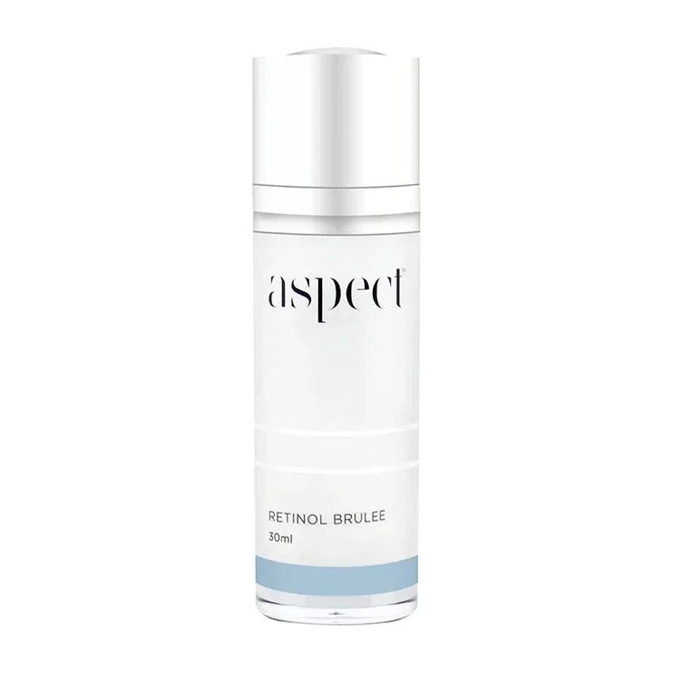Aspect Dr Retinol Brulee serum bottle, a gentle dual vitamin A serum with retinol and retinyl palmitate in an antioxidant-buffered gradual-release base