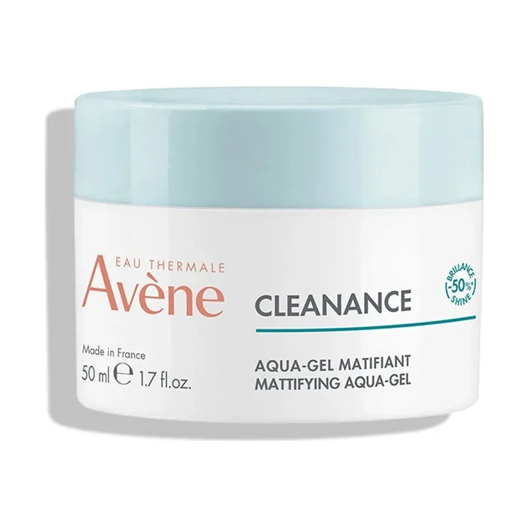 Avène Cleanance Mattifying Aqua-Gel 50ml white and blue squeeze tube on white background