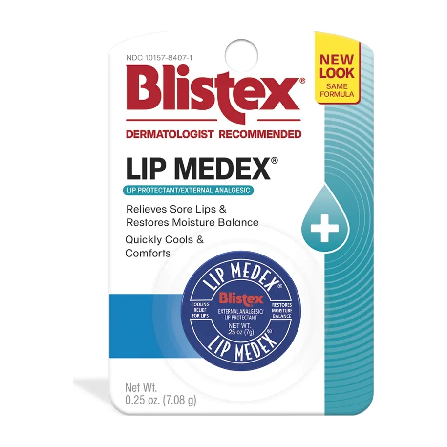Blistex Lip Medex in a small blue pot with screw-off lid