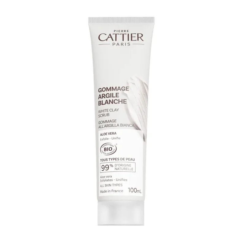 Cattier White Clay Scrub 100 mL green-and-white tube
