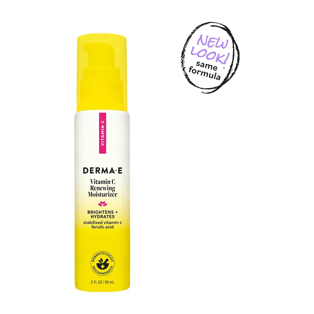 Derma E Vitamin C Renewing Moisturizer glass jar on white background
