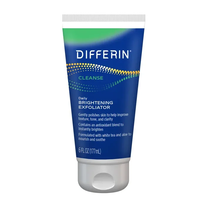 Differin Daily Brightening Exfoliator tube on white background