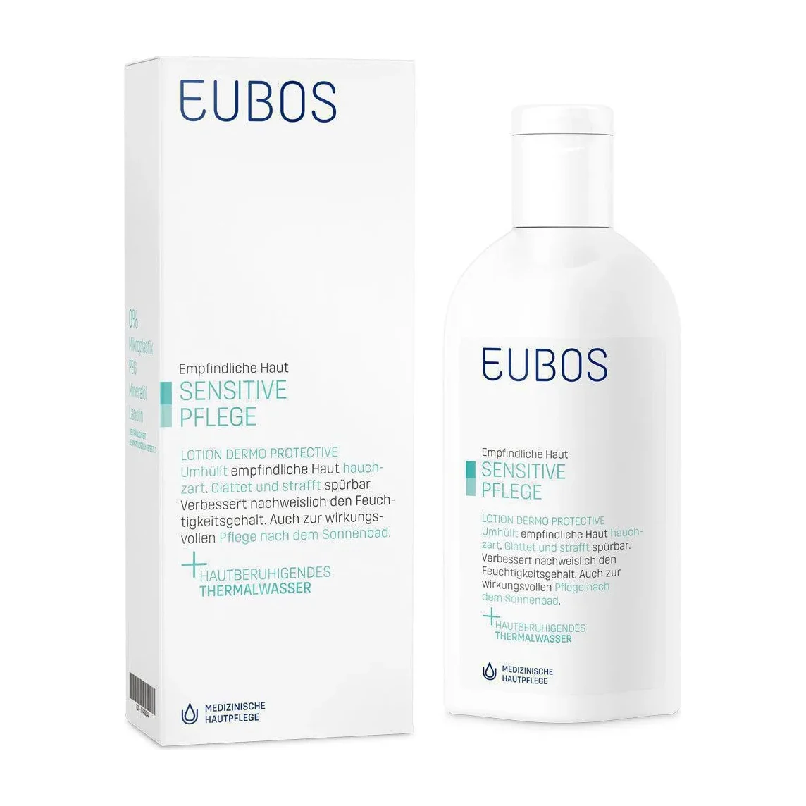 Eubos Sensitive Care Dermo-Protective Lotion pump bottle, German pharmacy body lotion with glycerin, urea, macadamia and avocado oil for dry sensitive skin
