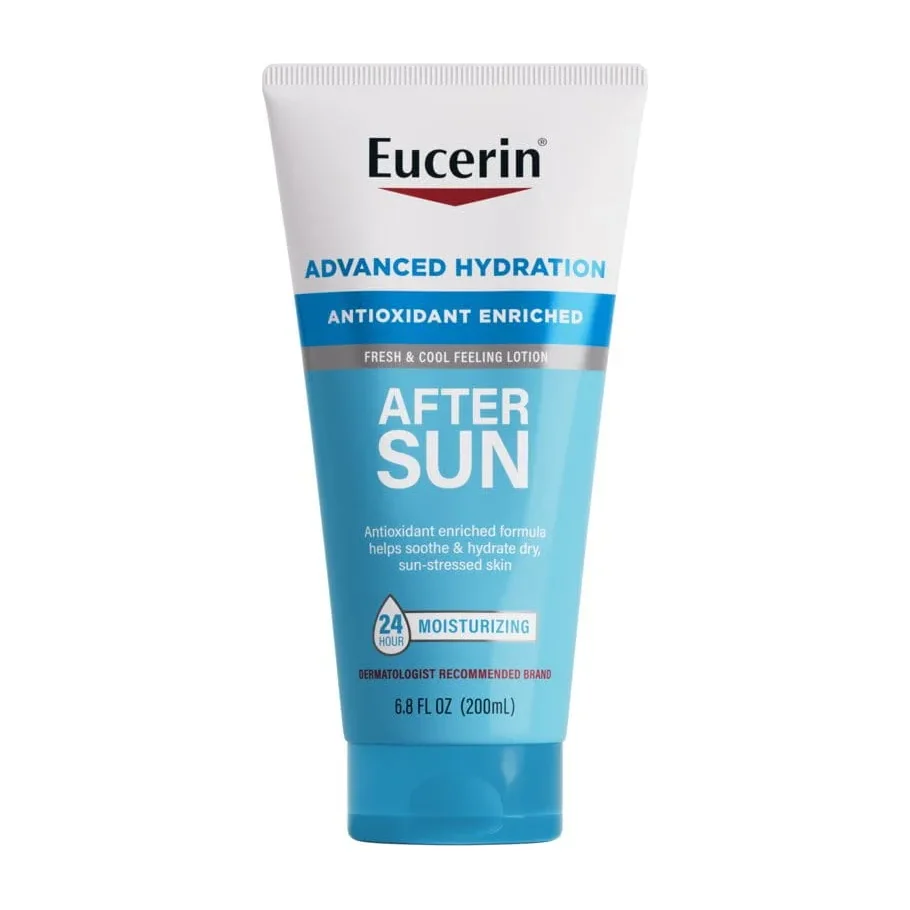 Eucerin Advanced Hydration After Sun Lotion tube on white background