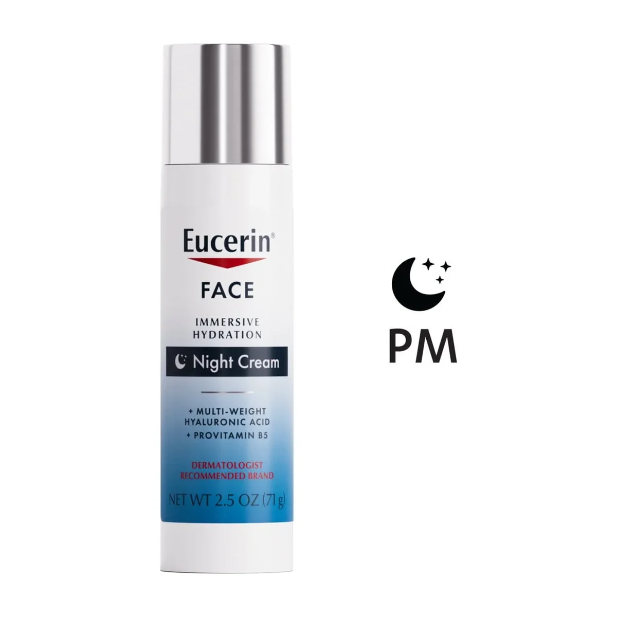 Eucerin Immersive Hydration Night Cream jar on white background