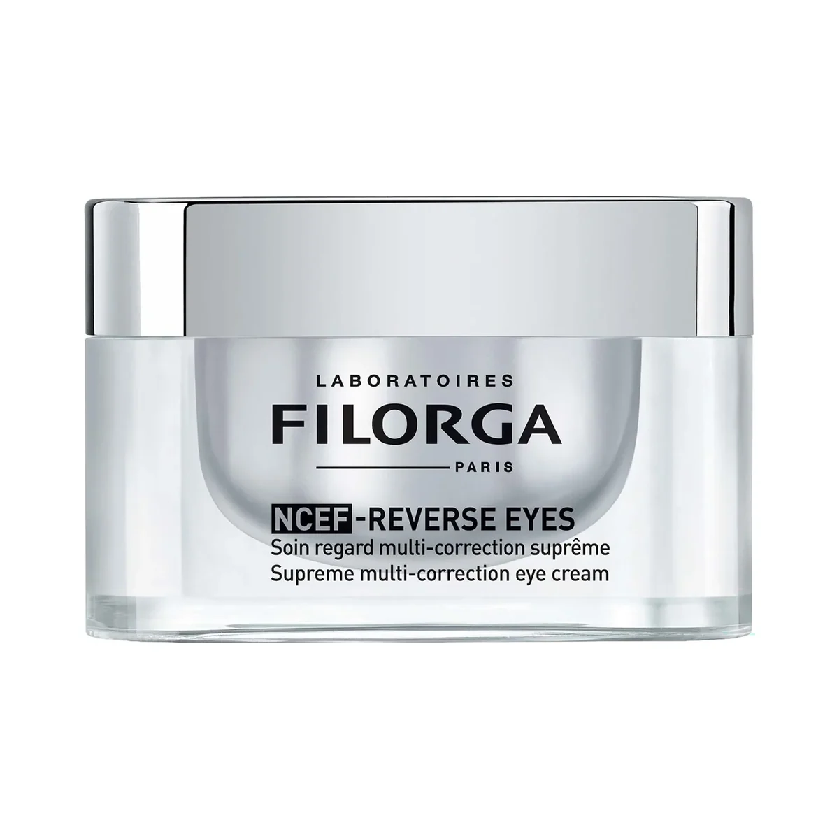 Filorga NCEF-Reverse Eyes multi-correction eye cream tube on white background