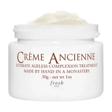 Fresh Crème Ancienne ornate frosted glass jar on white background