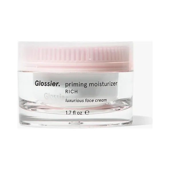 Glossier Priming Moisturizer Rich white cream jar
