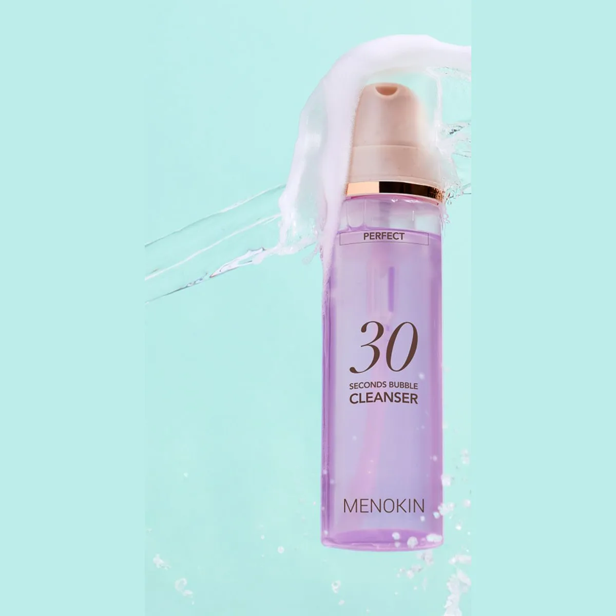 MENOKIN 30 Seconds Bubble Cleanser Perfect in a lilac foam pump bottle