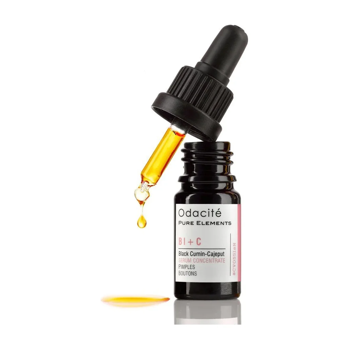 Odacité Bl+C Pimples Serum Concentrate dropper bottle, clean-beauty black cumin and cajeput oil for blemish-prone skin