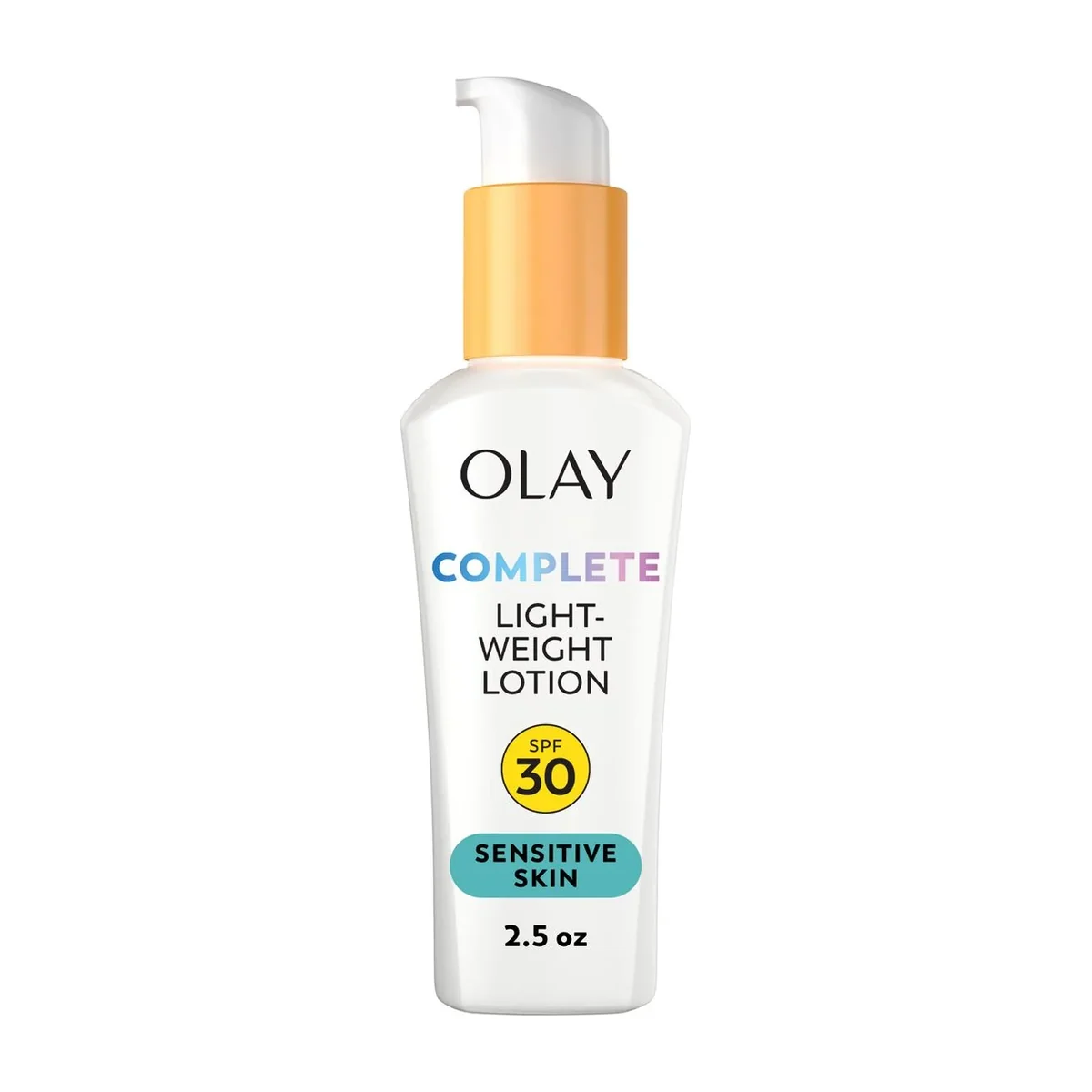 Olay Complete Daily Moisturizer SPF 30 Sensitive Skin, white squeeze tube with blue cap