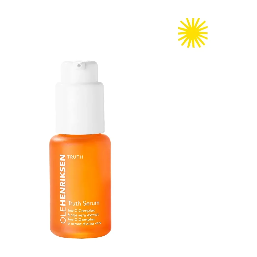 Ole Henriksen Truth Serum vitamin C serum frosted glass dropper bottle on white background