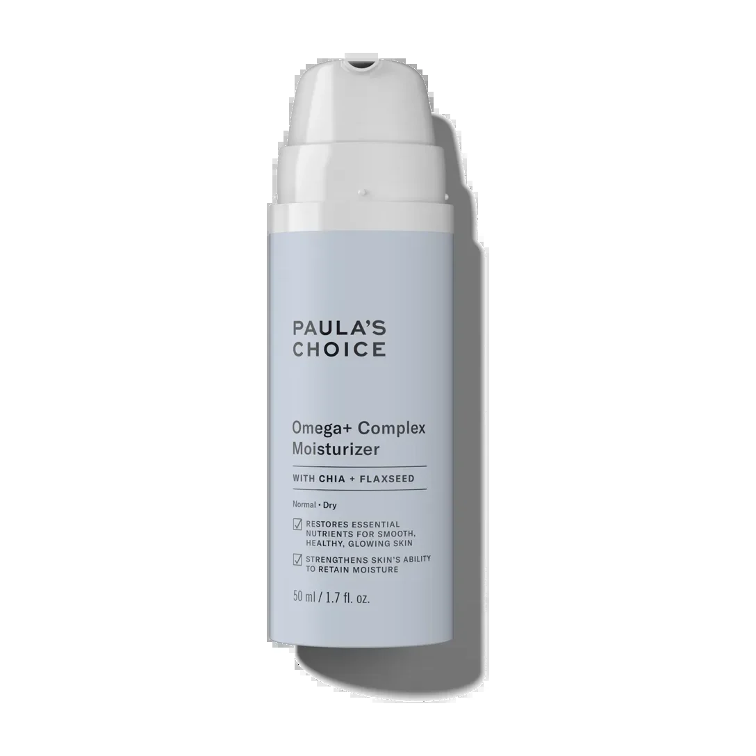 Paula's Choice Omega+ Complex Moisturizer jar with green and white packaging