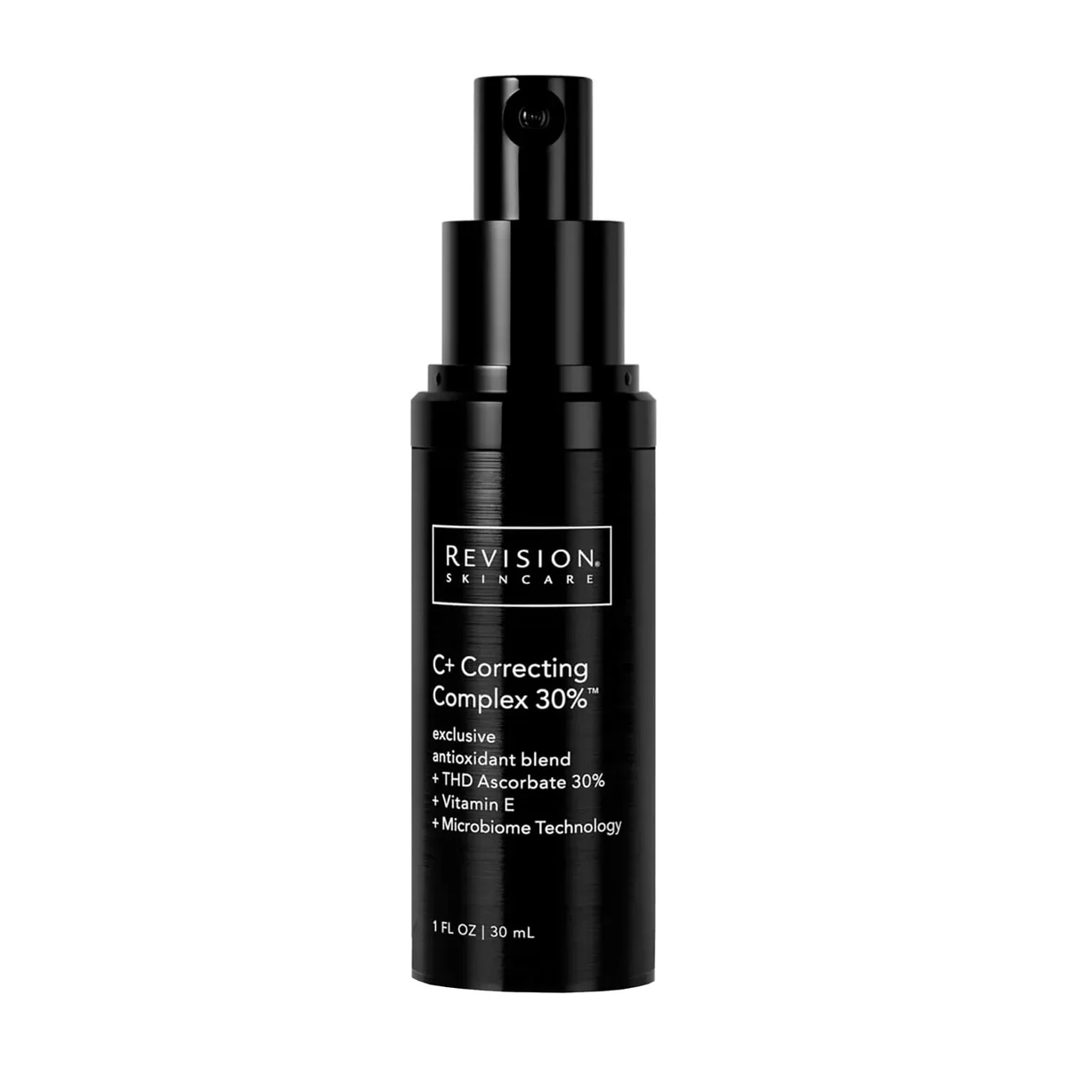 Revision Skincare C+ Correcting Complex 30% in a white airless pump bottle with clinical branding