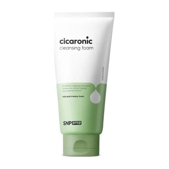 SNP PREP Cicaronic Cleansing Foam 180ml white and sage green tube