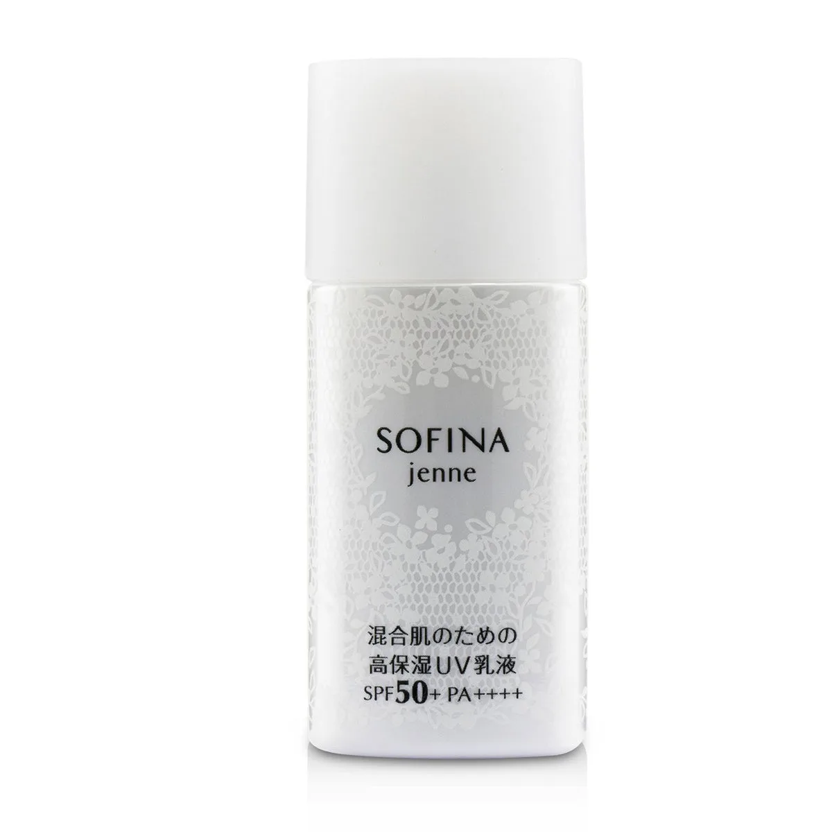 Sofina Jenne Moisturizing UV Milk SPF50+ tube on white background