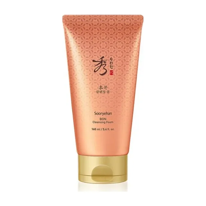 Sooryehan BON Cleansing Foam 160ml coral patterned tube with gold cap