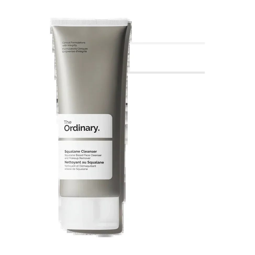 The Ordinary Squalane Cleanser in gray squeeze tube