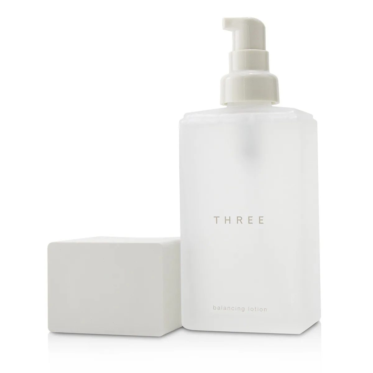 Three Balancing Lotion bottle, Japanese botanical hydrating toner-lotion with apple and bamboo waters, soothing plant extracts, and an aromatherapy essential oil blend